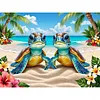 Beach Turtles-Framed oil painting by numbers 40*30CM