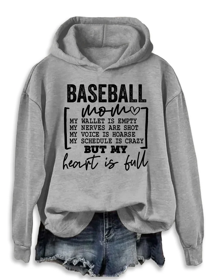 Baseball Mom Heart Is Full Hoodie
