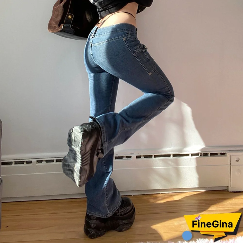 Low Waist Pocket Cargo Jeans