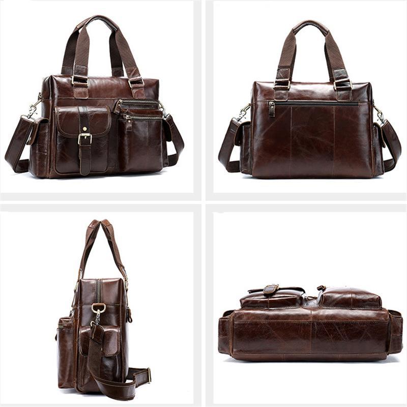 Mens Large Capacity Travelling Vintage Leather Duffel Bags Casual Briefcase