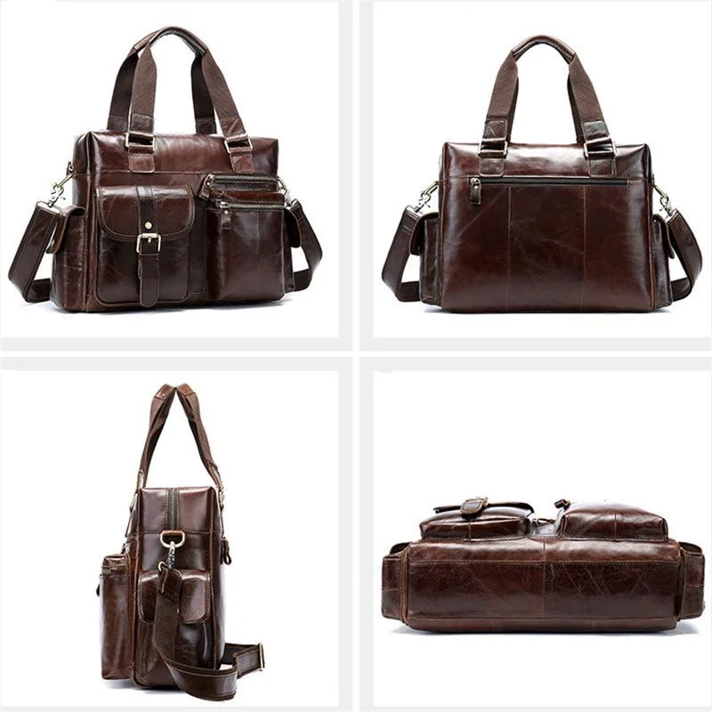 Mens Large Capacity Travelling Vintage Leather Duffel Bags Casual Briefcase