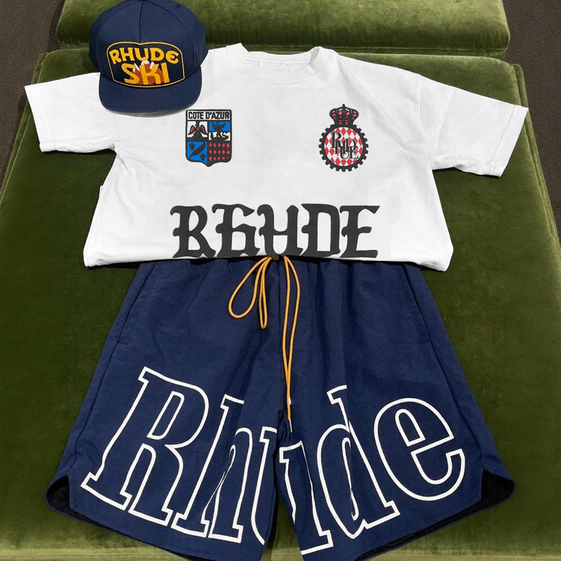 RHUDE COTE D'AZUR CRES T-Shirt And Shorts Co-Ord