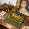 Painting Brushes Canvas Storage Bag Canvas Large Capacity 22 Slots Oil Painting Pen Bag for Oil Brushes Watercolor for Artist