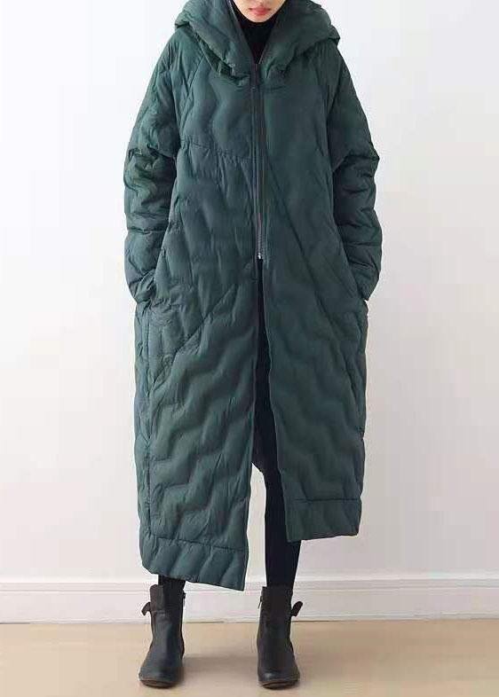 Casual Loose fitting down jacket hooded overcoat asymmetric down coat winter