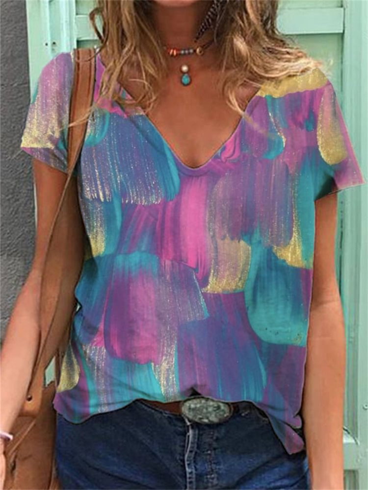Comstylish Fashion Art Colorful Print T Shirt