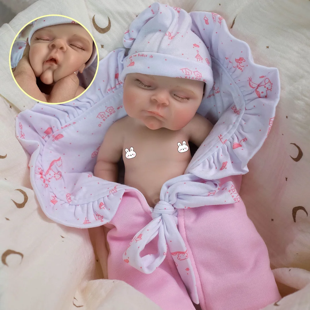 12inch Solid Silicone Baby Powder Printed Blanket-Like Doll