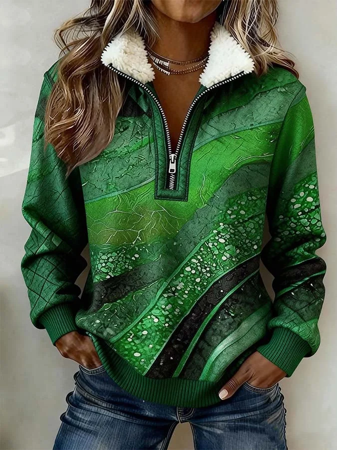 Women'S Casual Color Block Printed Pullover Sweatshirt 
