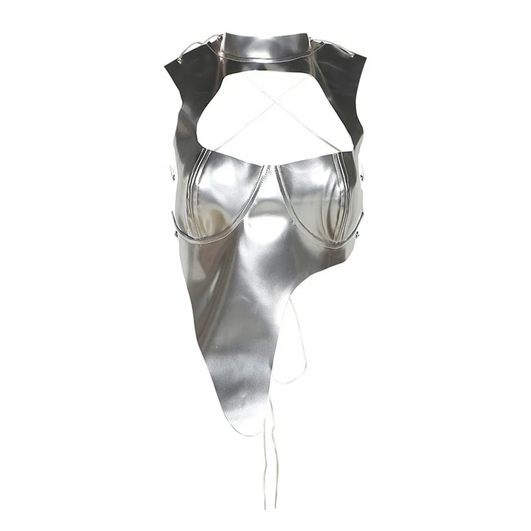 Women Silver crop top