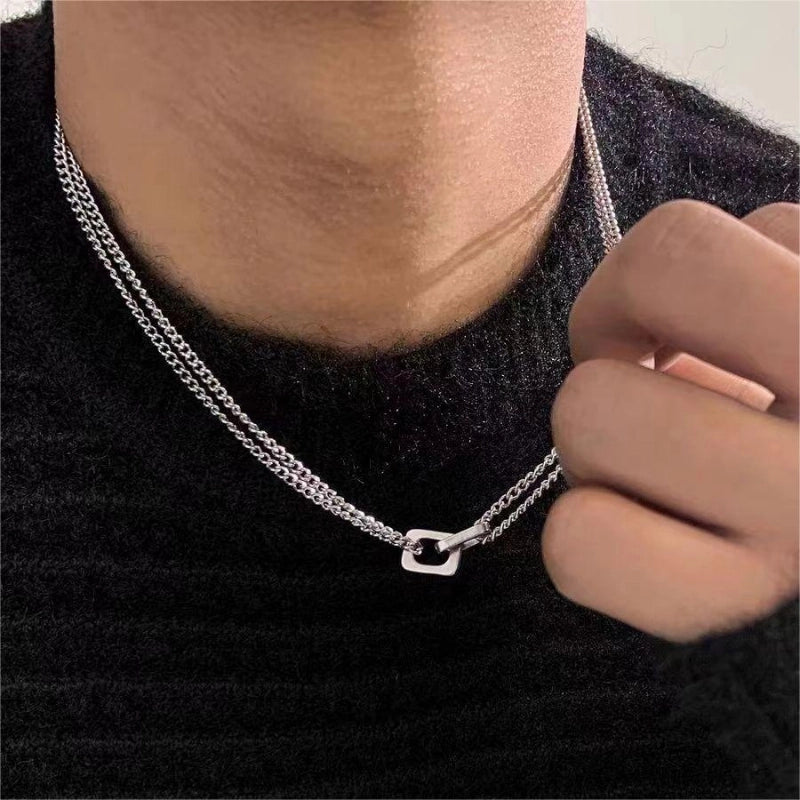 Hip-Hop Retro Solid Color Titanium Steel Polishing Men's Necklace