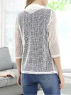 Vibrant V-Neck Crochet Cardigan - Elegant 3/4 Sleeve Mesh Slim Fit, Breathable, Casual, Comfortable, Women's Fashion Clothing for Daily Wear