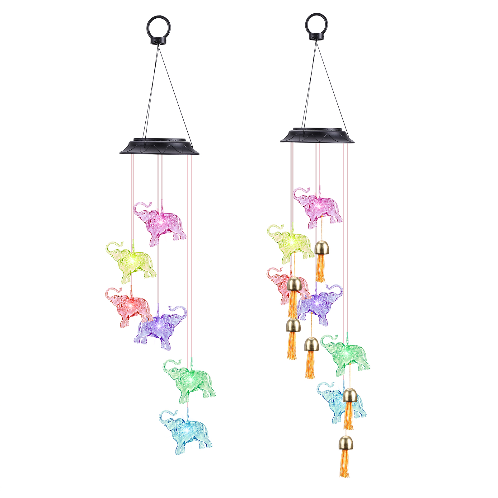 

Solar Wind Chimes - Waterproof Wind Chimes with LED Lights - Six Elephant, 501 Original