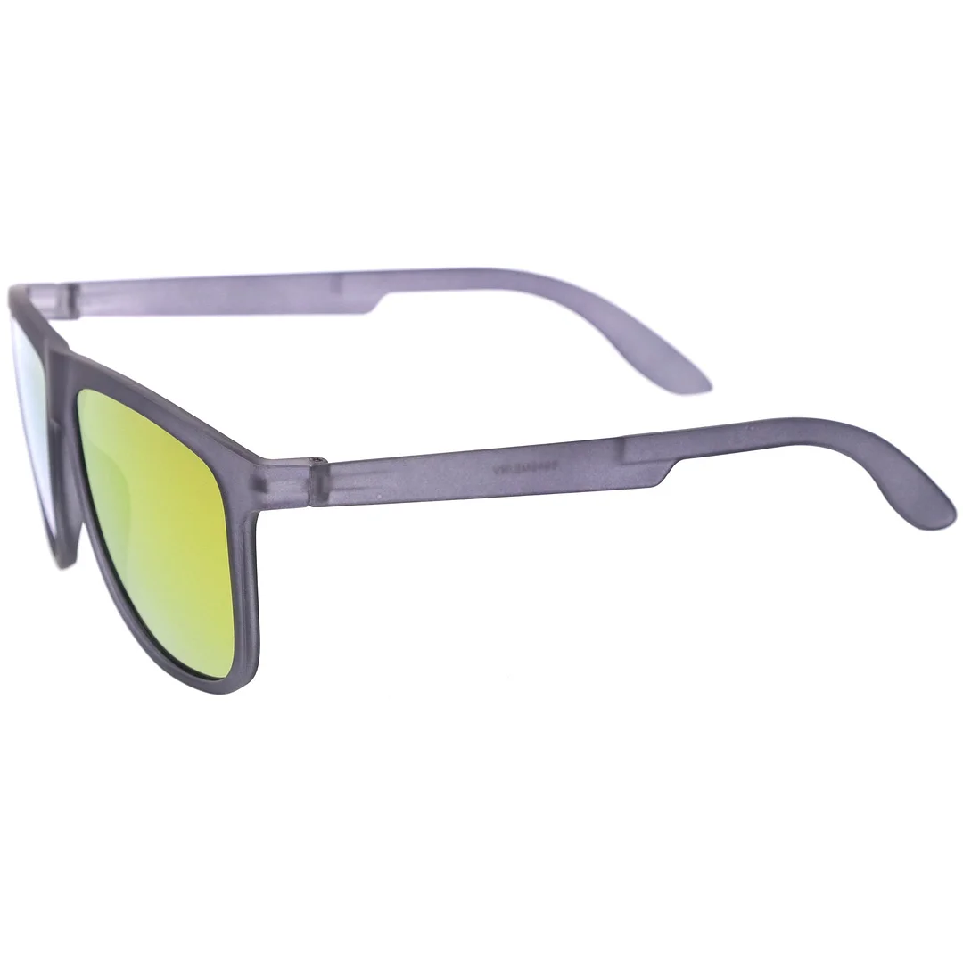 Lifestyle Rubberized Matte Flat Top Colored Mirror Square glasses 55mm