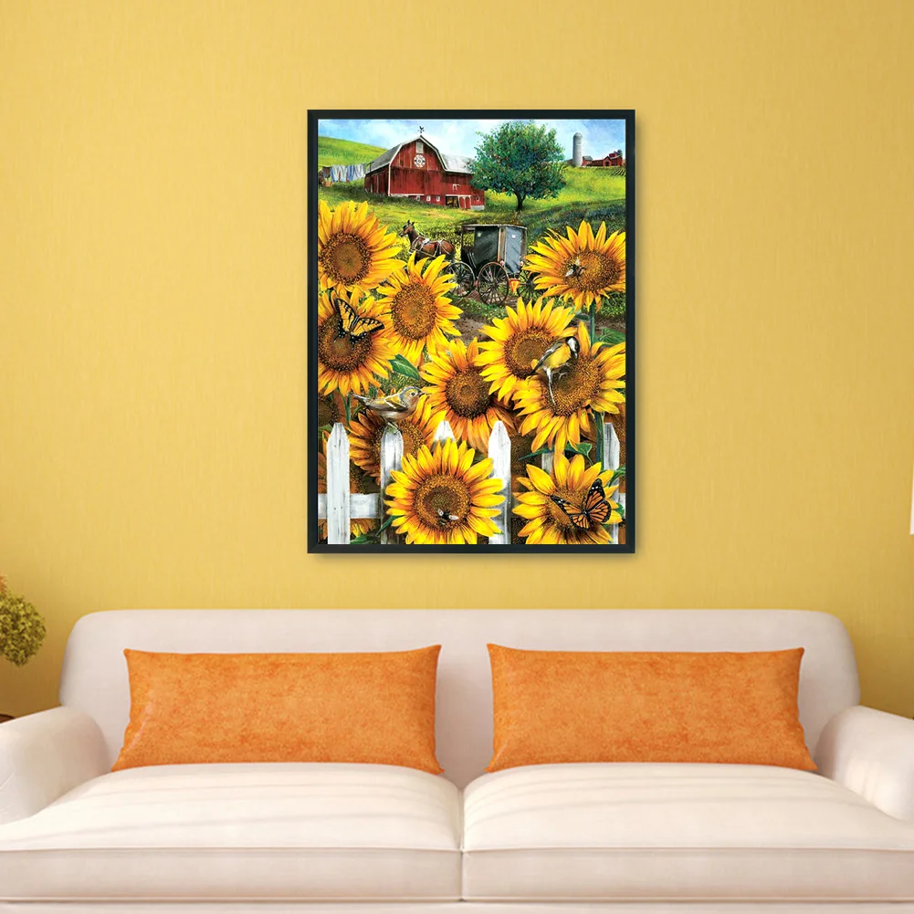 11CT Stamped Cross Stitch - Garden Sunflower(Canvas|36*46CM)