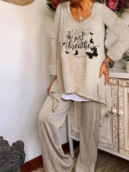 Two-piece Casual Knitted Trouser Suit