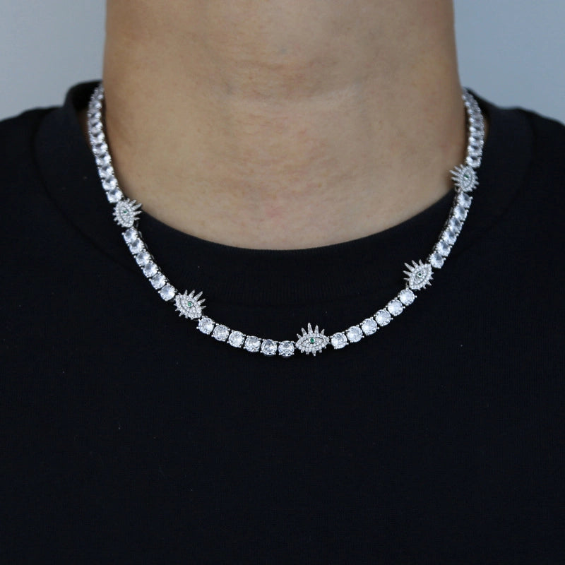 Hip-hop Solid Color Copper Inlay Zircon Men’s Necklace