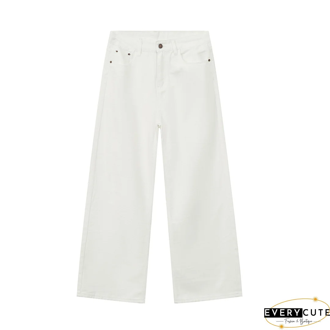 Cotton Casual Corduroy Women Long Pants Autumn Winter Office Button Wide-Legged Trousers Fashion Mid Waist Ladies Bottom