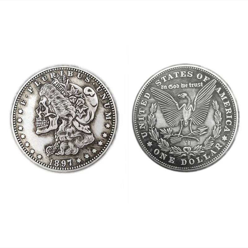 1897 Hobo Morgan Liberty Eagle Skeleton Coin