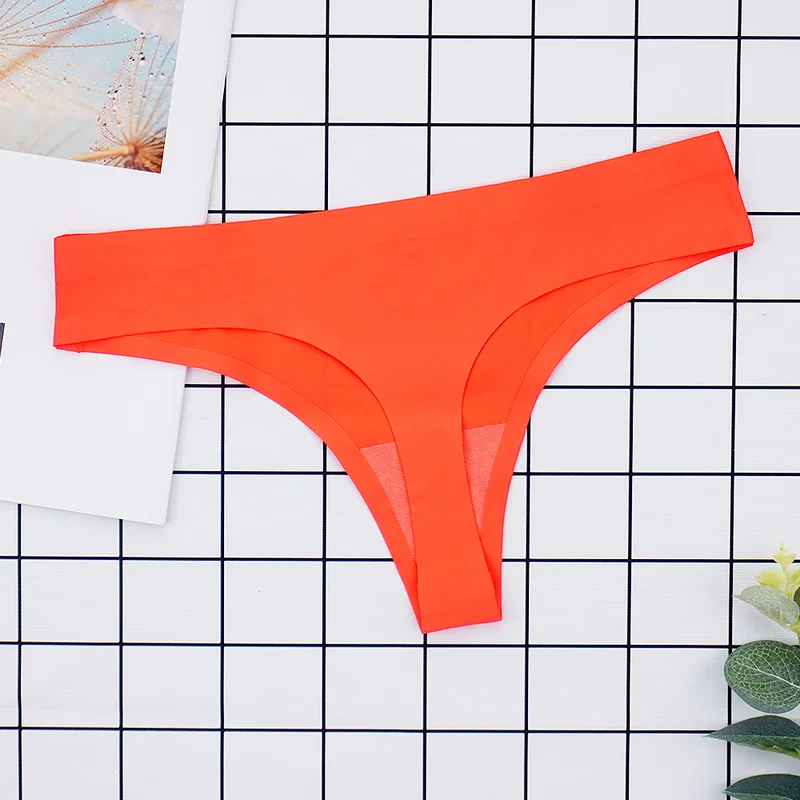 Billionm Panties Sexy Seamless Underpants Ice Silk Thongs Female Sports Low Rise Strings Fashion Woman Pants Solid Color S-XL