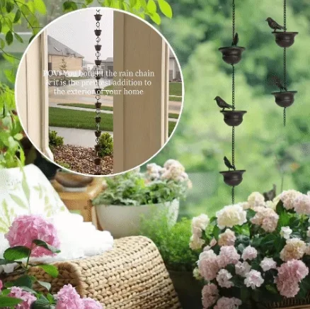 🔥Limited Time Sale 49% OFF🔥Where Rain Meets Art &ndash; Decorative Rain Chain with Bird Bath Design
