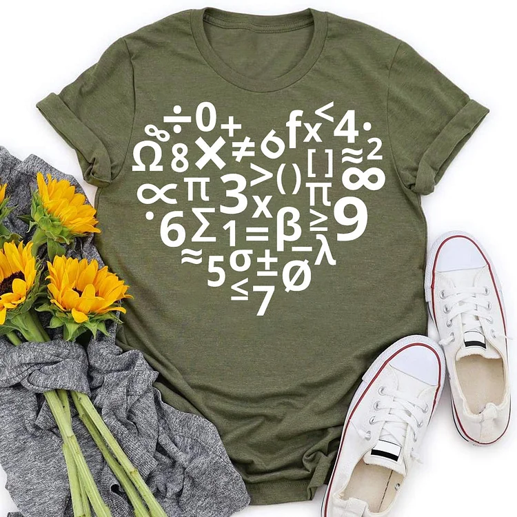 Math symbol love heart T-shirt Tee -05981
