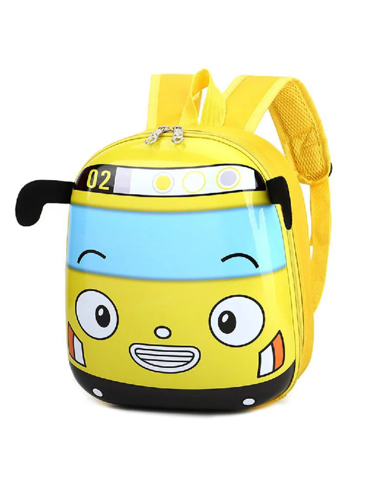 3D Cartoon Bus Backpack Cute Kindergarten Knapsack for Boys Girls (Yellow)