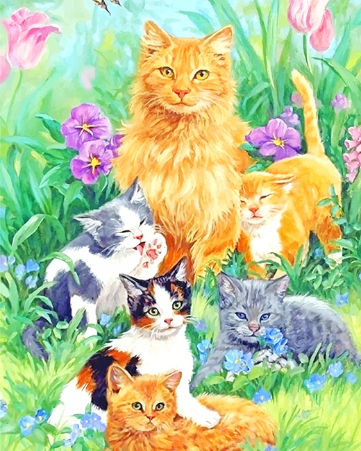 

Beautiful Cat Family – Paint By Numbers - 40*50CM, 501 Original