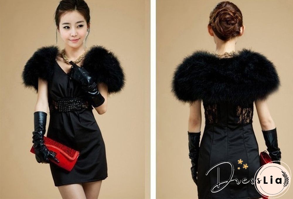 Wedding High Qualtity Real Ostrich Feather Fur Coat Shrug Jacket Colorful
