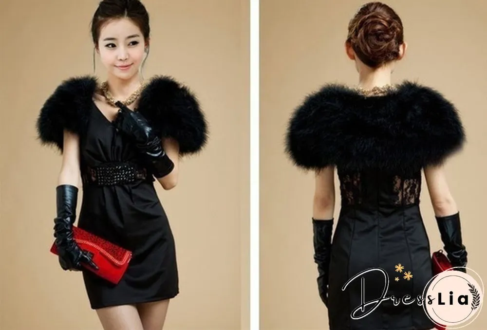Wedding High Qualtity Real Ostrich Feather Fur Coat Shrug Jacket Colorful