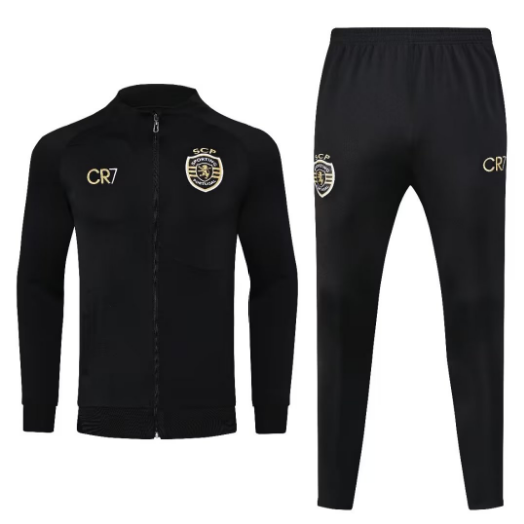 23/24 Lisbon Long Zipped Jacket Black Football Shirt Set Thai Quality