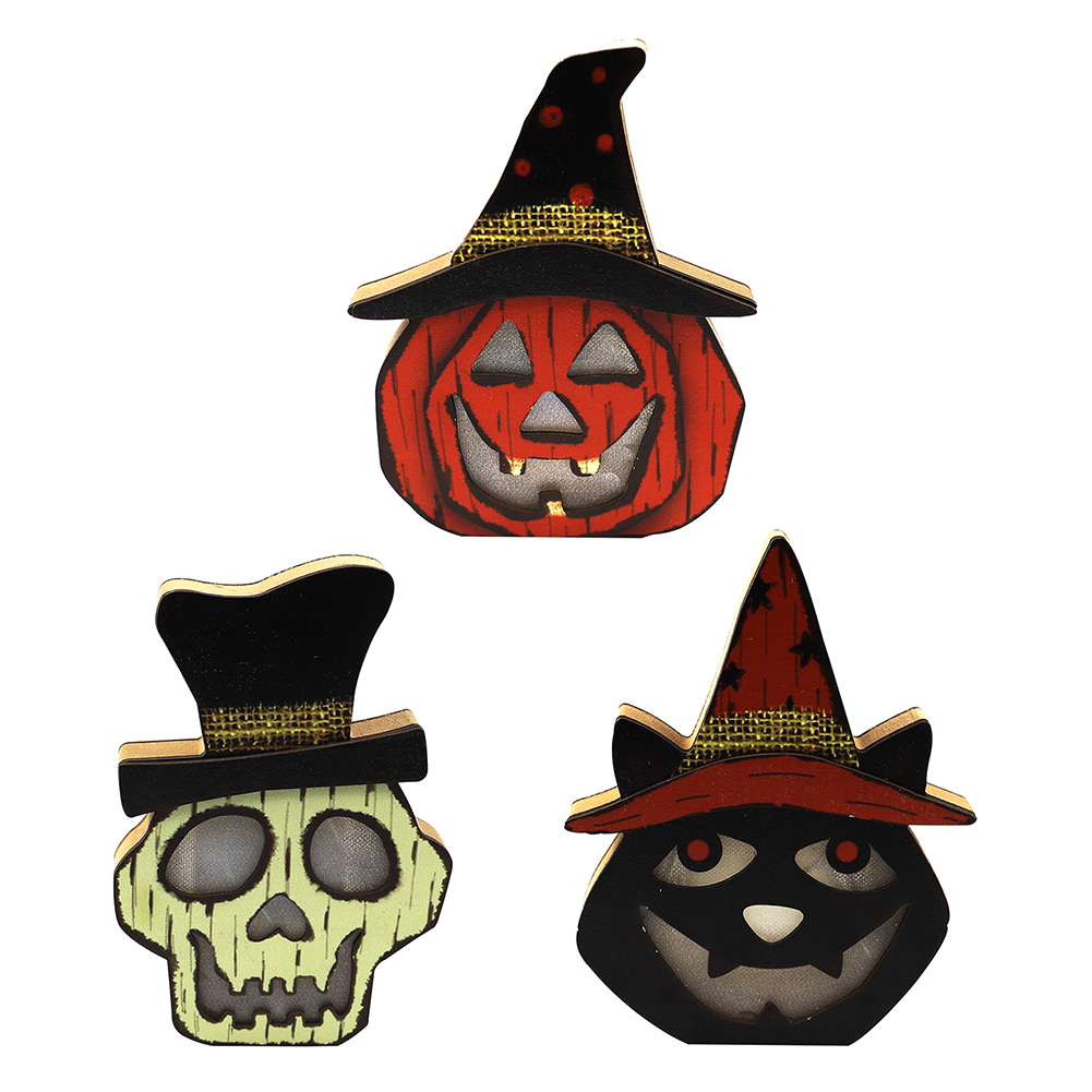 

Halloween Ornament Lights Wooden Pumpkin Lantern Ghost Festival Decoration, Jm01442, 501 Original
