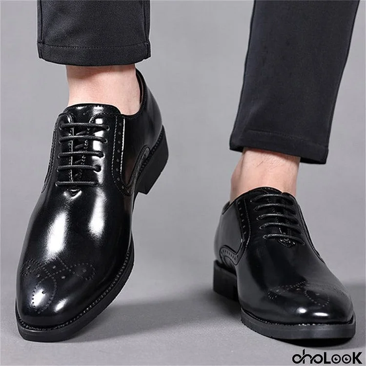 Men's Office Wear British Lace Up Glossy Dress Shoes