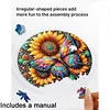 (25cm)DIY Acrylic Jigsaw Puzzle Window Hanging with Hanging Chain DIY Stained Glass Decoration Round Window Puzzle Decor for DIY Craft Project (Butterfly with Sunflowers)