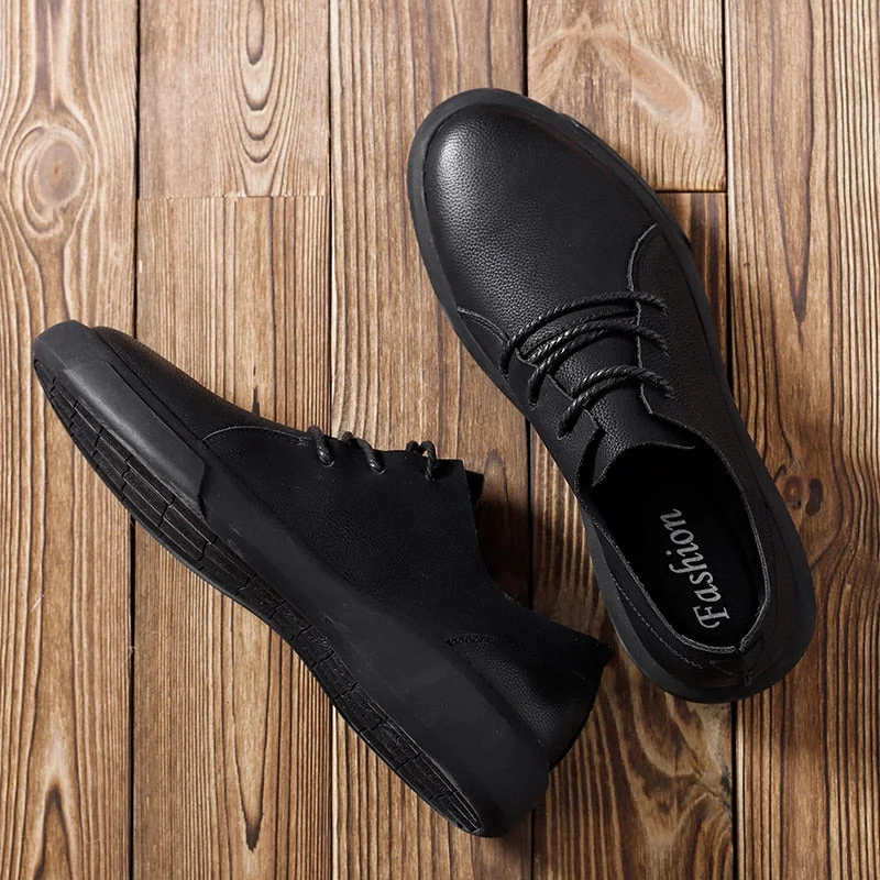 Hot Sale Large Size Men Leather Casual Shoes Outside High Quality Comfort Footwear Fashion All-match Sneakers Black Anti-skid