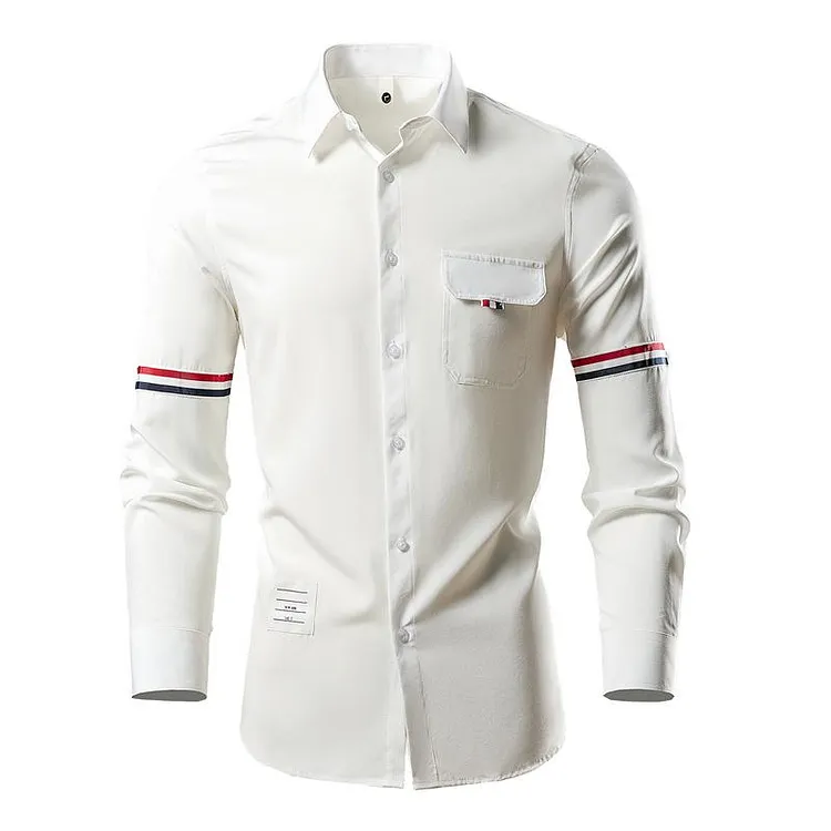 Men's Casual Elastic Lapel Long Sleeve Shirt