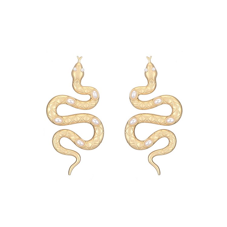 Vintage Metal Matte Exaggerated Snake-Shaped Earrings