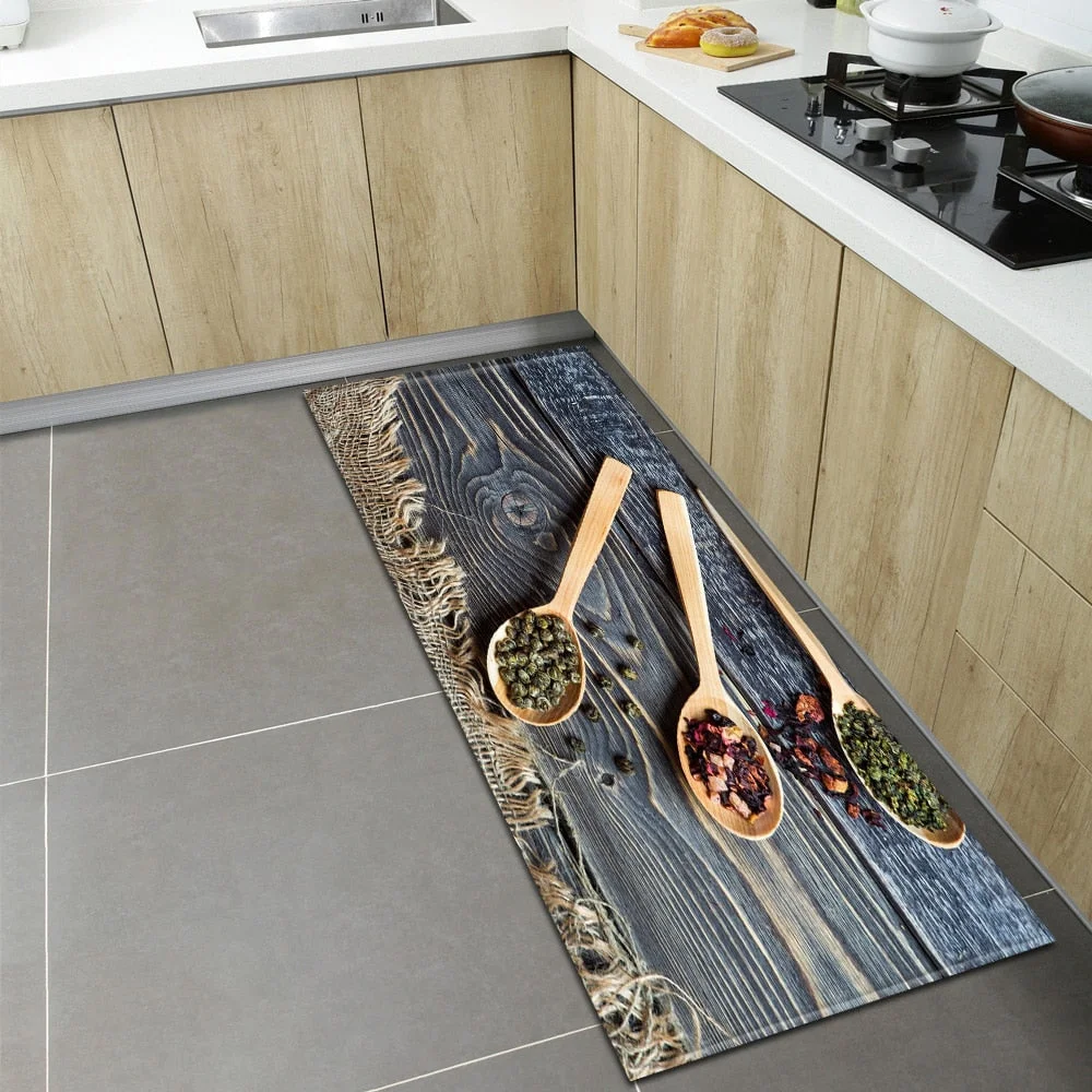 Spices Pattern Kitchen Mat Home Entrance Doormat Bedroom Living Room Floor Decoration Carpet Hallway Bathroom Anti-Slip Long Rug