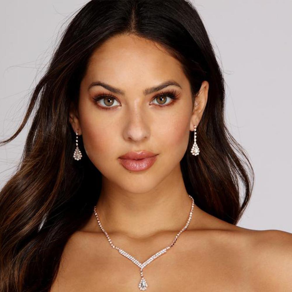 Water Drop Shape Rhinestone Choker Necklace Weeding Party Jewelry | Oxredo Shop Ramadan Sale