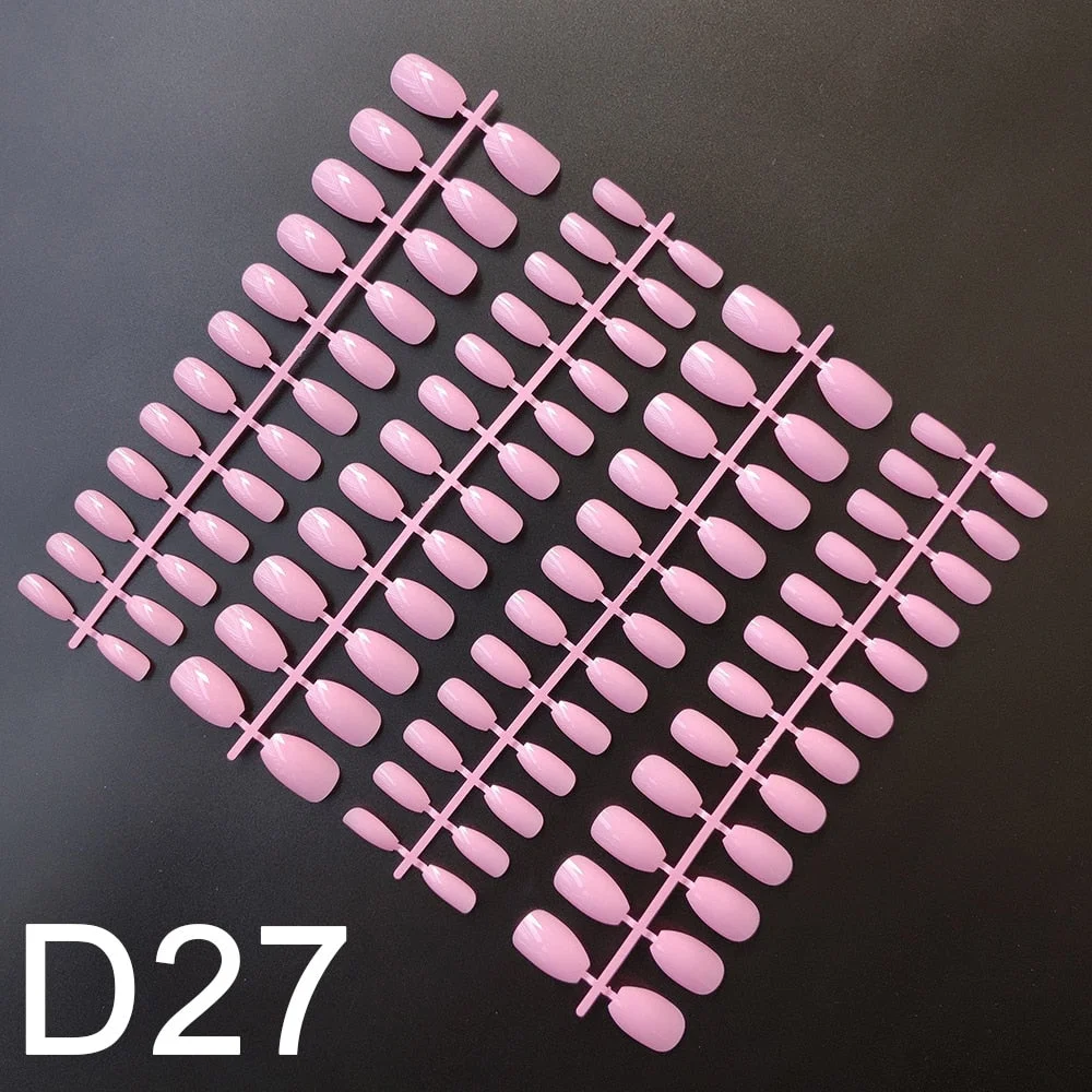 10 Sets Short Coffin Shape False Nail Tips In Same Color 24 Pieces/Set 10 Sizes Press on Fake Nails Manicure Finger Nail Tips-Nail Inspo