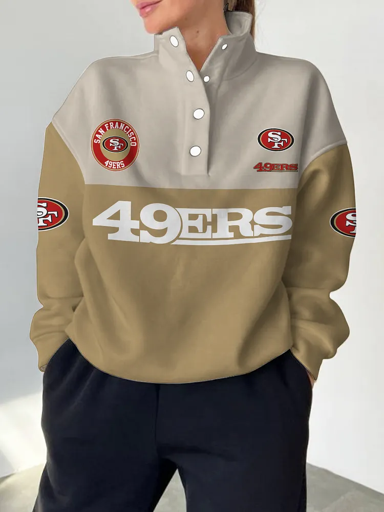 San Francisco 49ers  2025 New Design Casual Snap  Mockneck Pullover