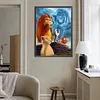 Figure de dessin anim&eacute; Lion Full DIY 5D rond &agrave; points diamants peintures arts plastiques pour adultes d&eacute;coration murale maison en cristal diamant kits de peinture 15,74x21,65 pouces