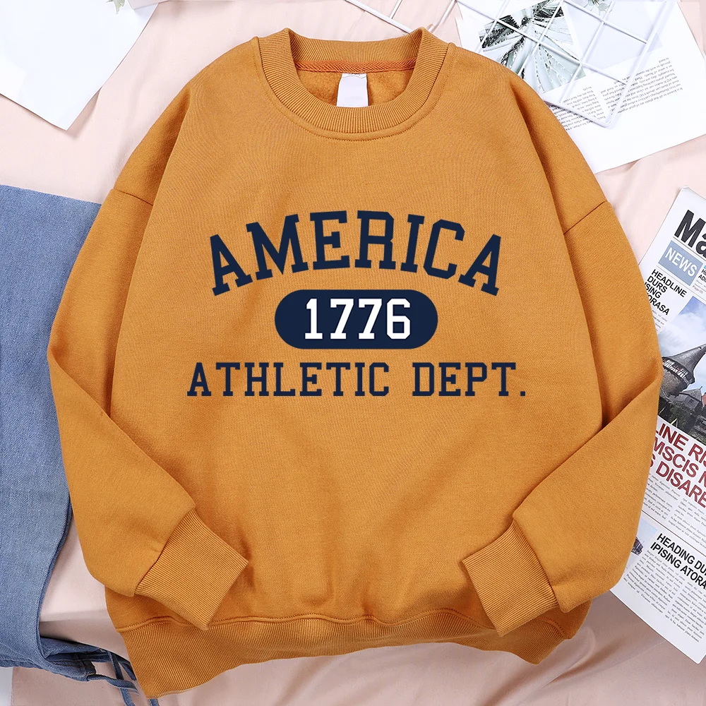 Unisex Retro America 1776 Athletic Dept Letter Printed Hoodies Pullover Sweatshirt
