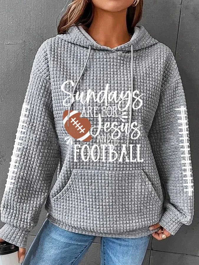 Women's Sundays Are For Jesus And Football Casual Waffle Hoodie socialshop