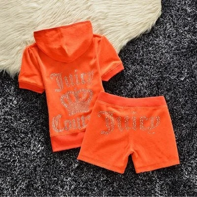 Summer Work-out Suit 2 Piece Shorts Set Sports Short Sleeve Hooded Top High Waist Running Legging Set Clothing Tracksuit S-XL