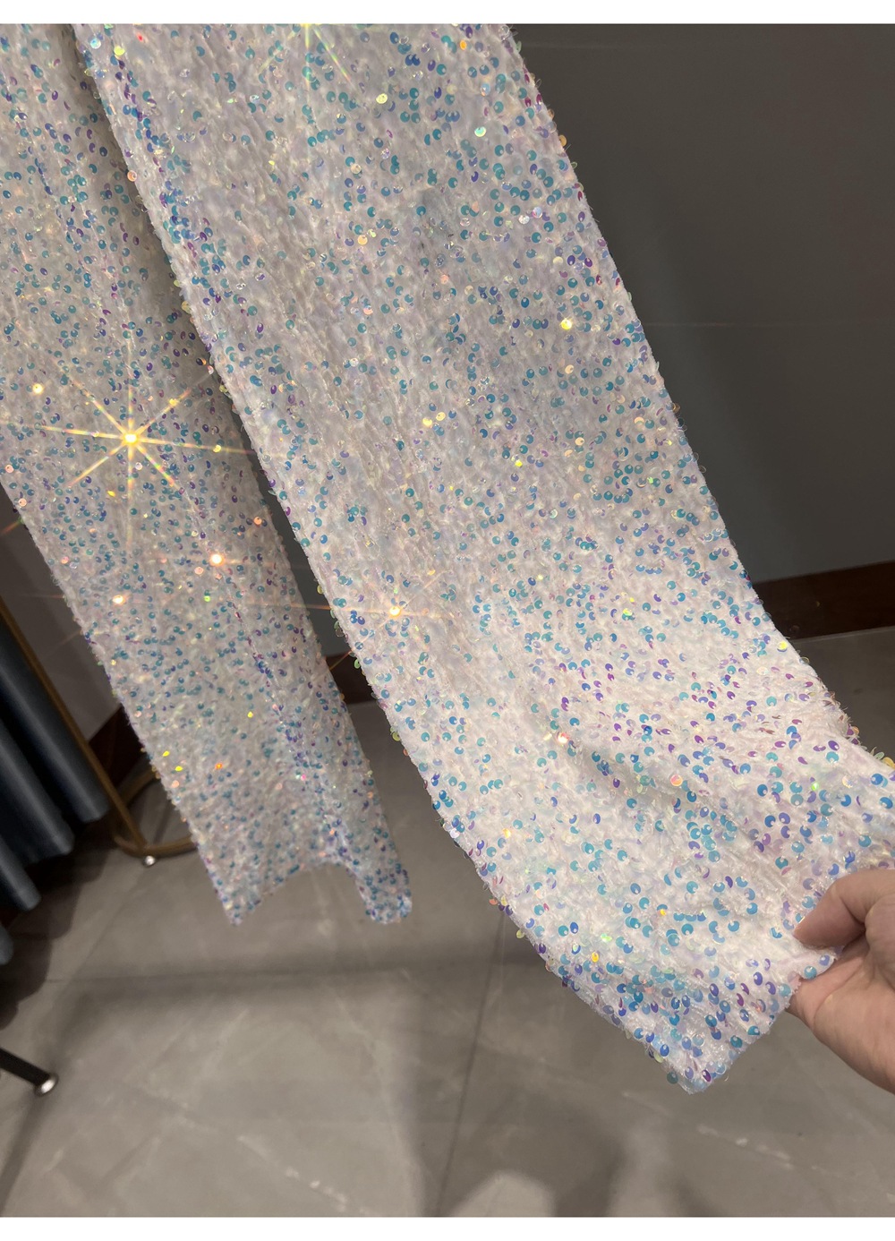 Ootddress Casual Sequin For Women Straight Legg Trousers High Waist Glitter Streetwear Fashion Solid Slim Wide Leg Women's Y2K Pants