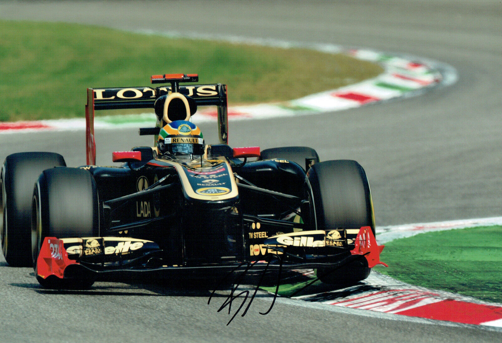 Bruno SENNA SIGNED Formula 1 Lotus 12x8 Photo Poster painting AFTAL COA Autograph