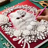 Kit de peinture en perles en forme sp&eacute;ciale pour chat blanc DIY avec un cadre 25x25cm