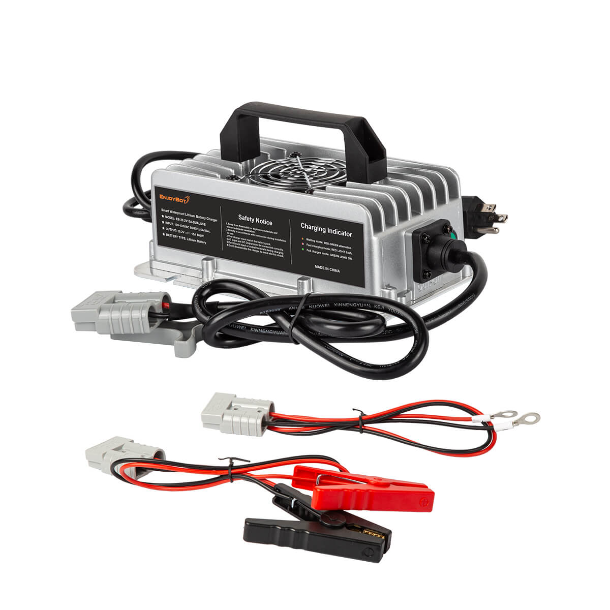 Enjoybot 29.2V 15A LiFePO4 Lithium Battery Charger | Mountable Dual-Purpose | 0V Charging Activation