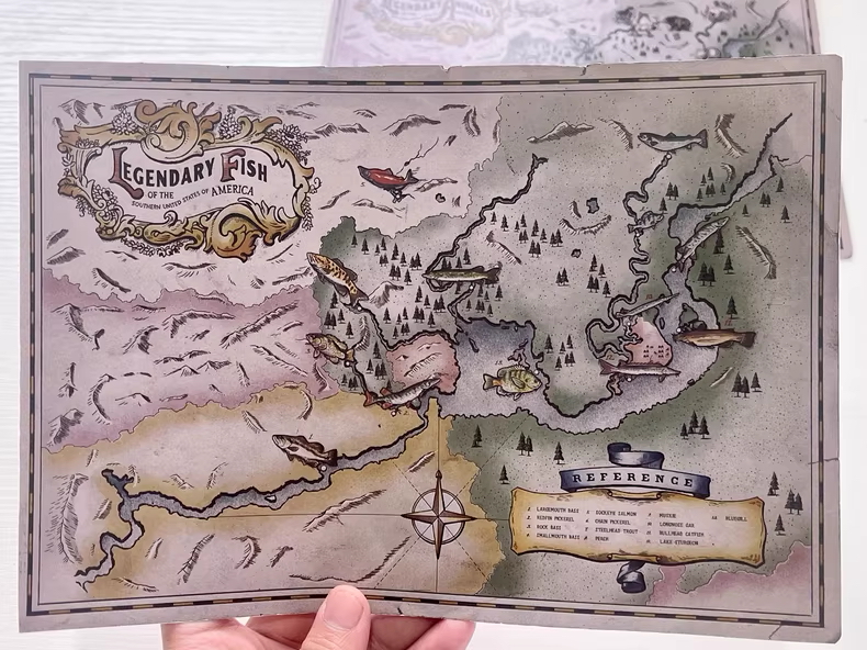 RDR 2 Arthur Morgan, Legendary Animals Map + Legendary Fish Map 2-piece Set