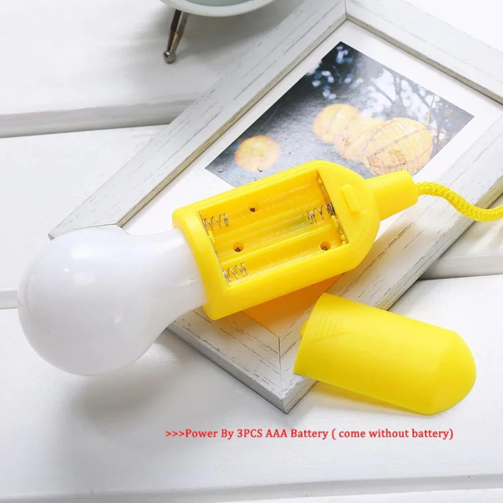 LED Hanging Light Bulb Battery Powered Colorful Pull Cord Bulbs (Yellow)