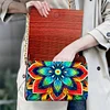 (US Local)DIY Mandala Diamond Art Wooden Coin Pouch with Chain 5D Diamond Painting Purse